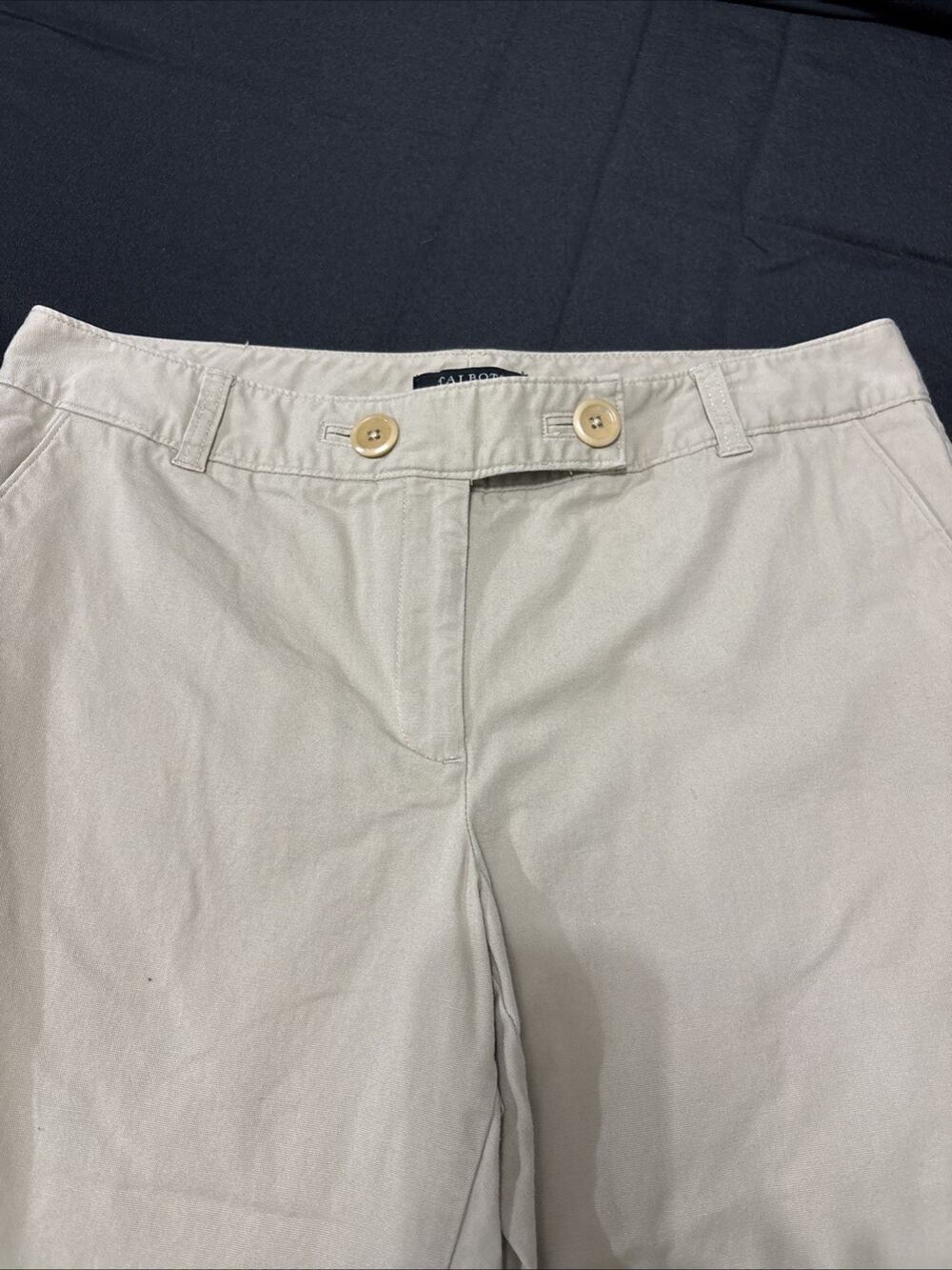 Talbots Khaki Double Button Tab 14 Petite Kneelength Pants